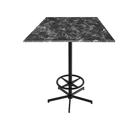 Holland Bar Stool Co 42 Tall OD216 Black Table Base w36x36 Square Black Marble Top, IndoorOutdoor OD21642BWODS36SQBM